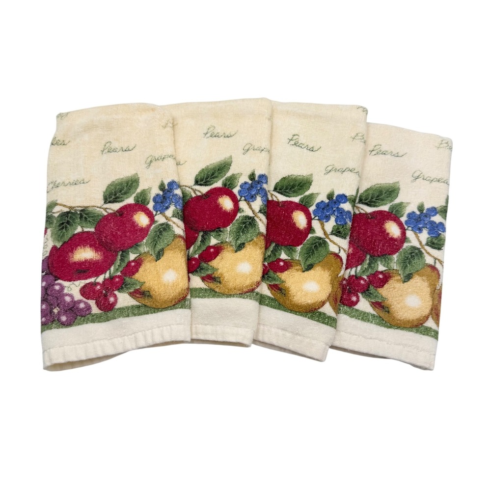 Hand Towels Cream Fruit Orchard Farmhouse Set of 4 Cotton Blend